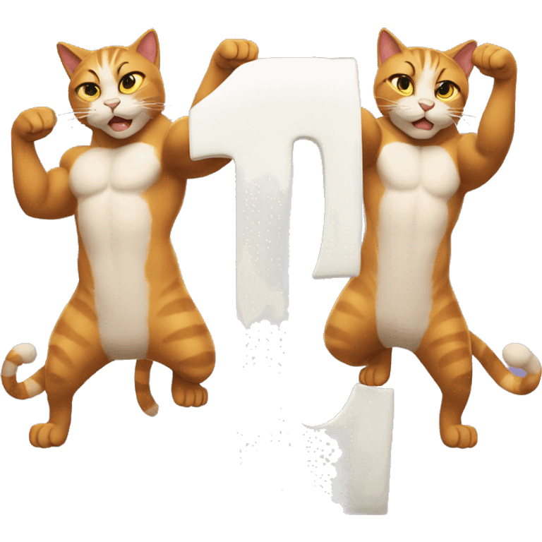 two muscular cats holding up the number thirteen emoji