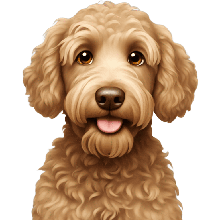 brown labradoodle with blonde girl emoji