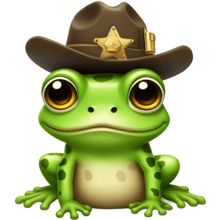 Really Cute frog with a sheriff badge and hat  emoji