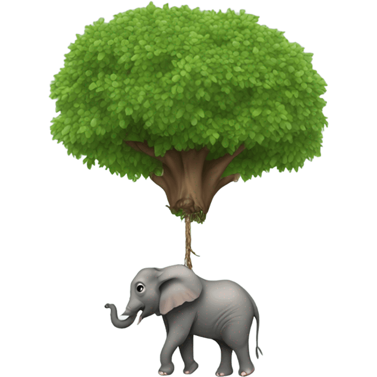 an elephant hanging from a tree emoji