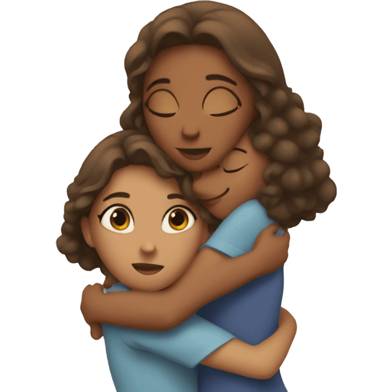 two sisters hugging emoji