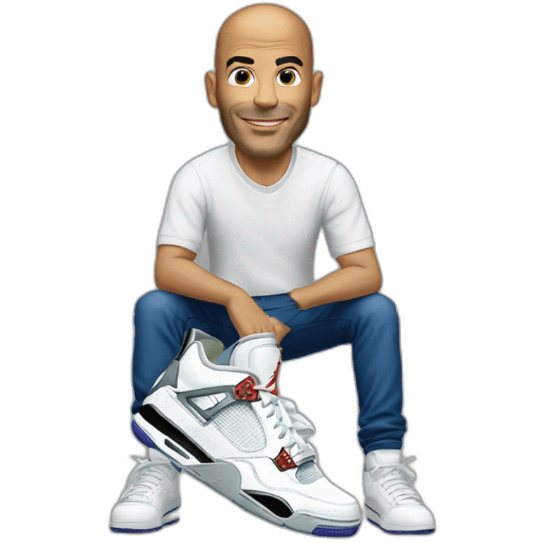 zidane with sneakers jordan 4 on his face emoji