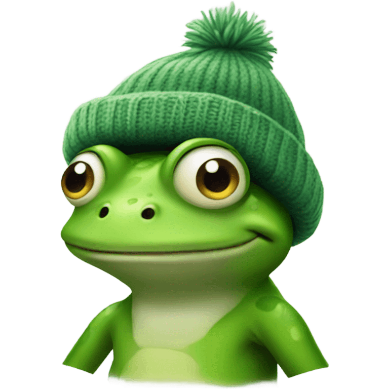 frog wearing a beenie emoji