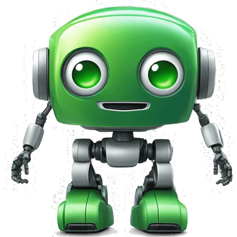 robot say Hello welcome  que tenga colores verdes emoji