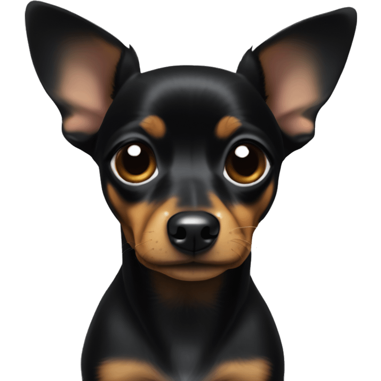 Small black Chiweenie with white chest with droopy ears  emoji