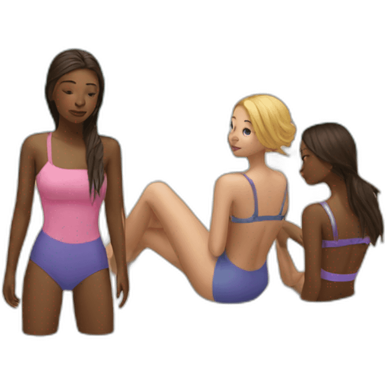 Four girls in a very small pool emoji