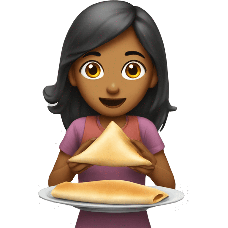 Girl eating dosa emoji