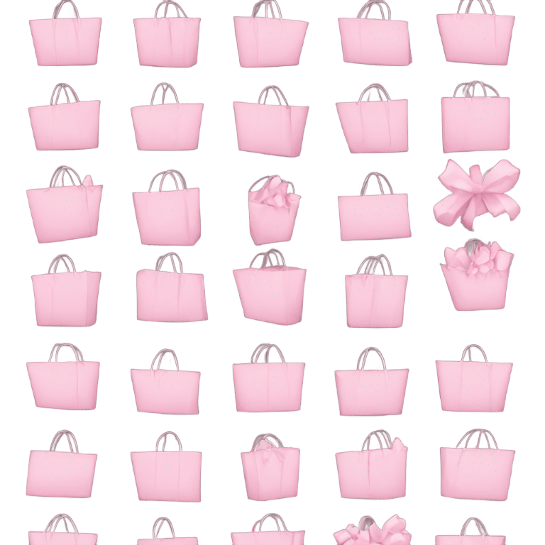 shopping cart full of light pink gift bags emoji