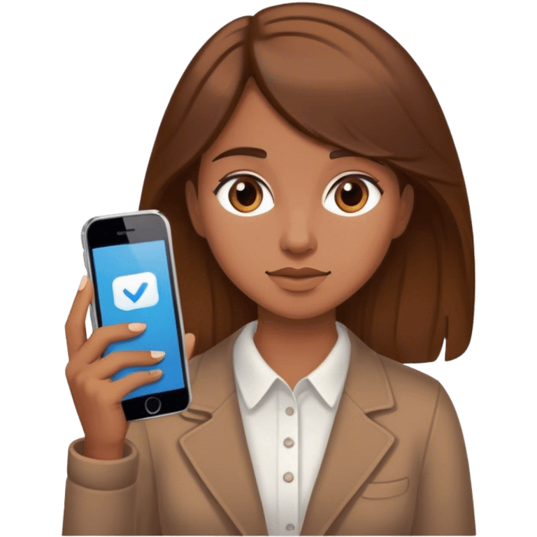 brown-haired girl with phone emoji