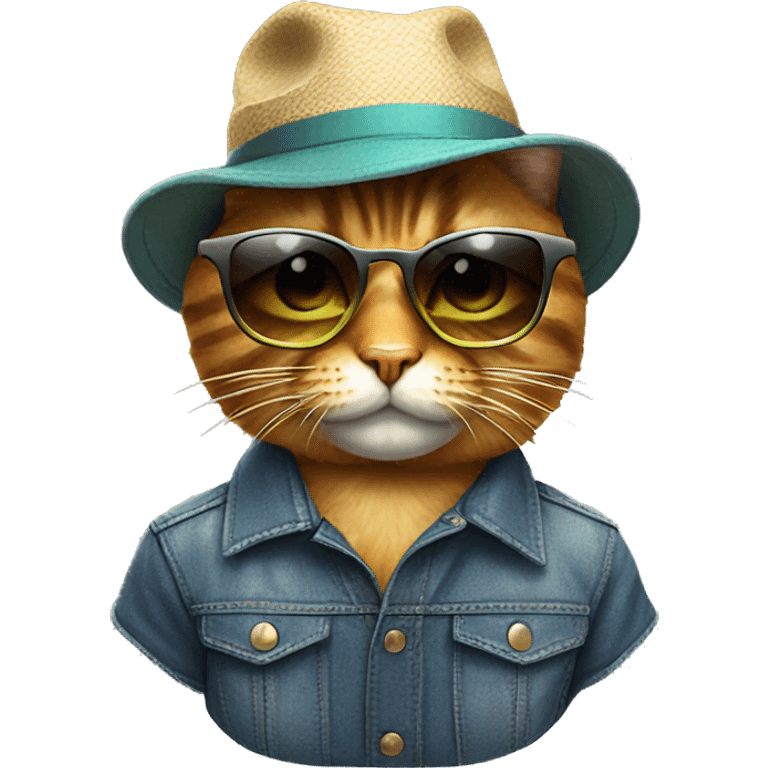 cool cat with sunglasses and hat emoji