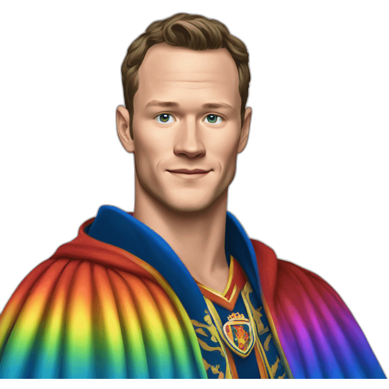 Jonathan Toews as a rainbow king with a royal robe on emoji