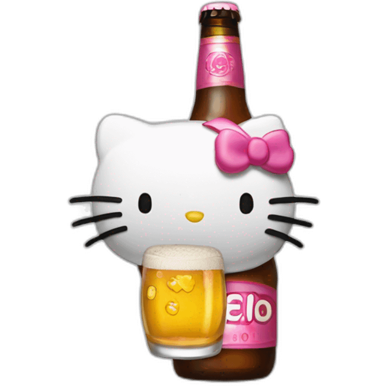 hello kitty avec une bière emoji