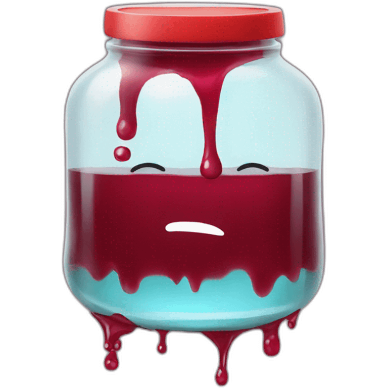 jar with red sirup leak and legs standing emoji