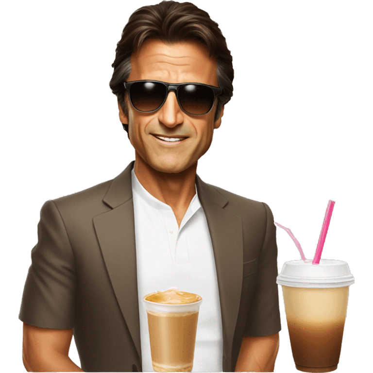 Imran Khan picture with milk tea Sunglasses with face emoji