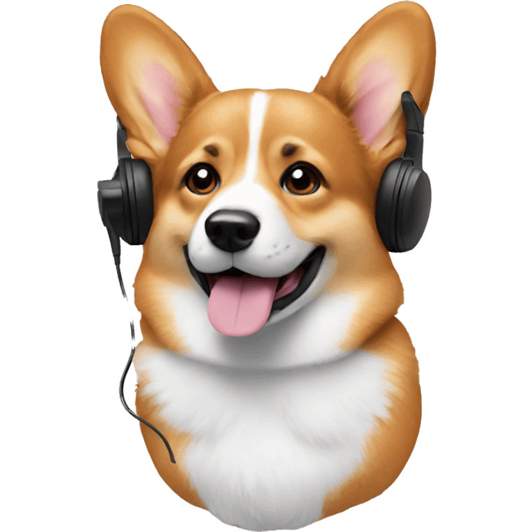 corgi on phone headset emoji