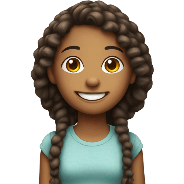 smiling girl with stuffed toy emoji