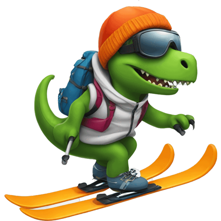 Dino skiing emoji