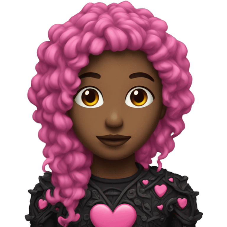 Dark pink heart with black details emoji