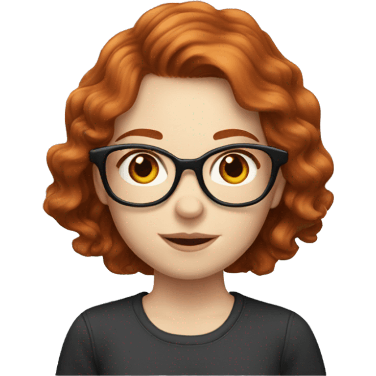 redhead girl with glasses wavy hair, pale skin, brown eyes emoji