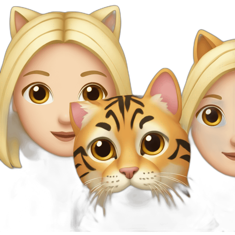 Blond white girl with black cat and tiger cat emoji