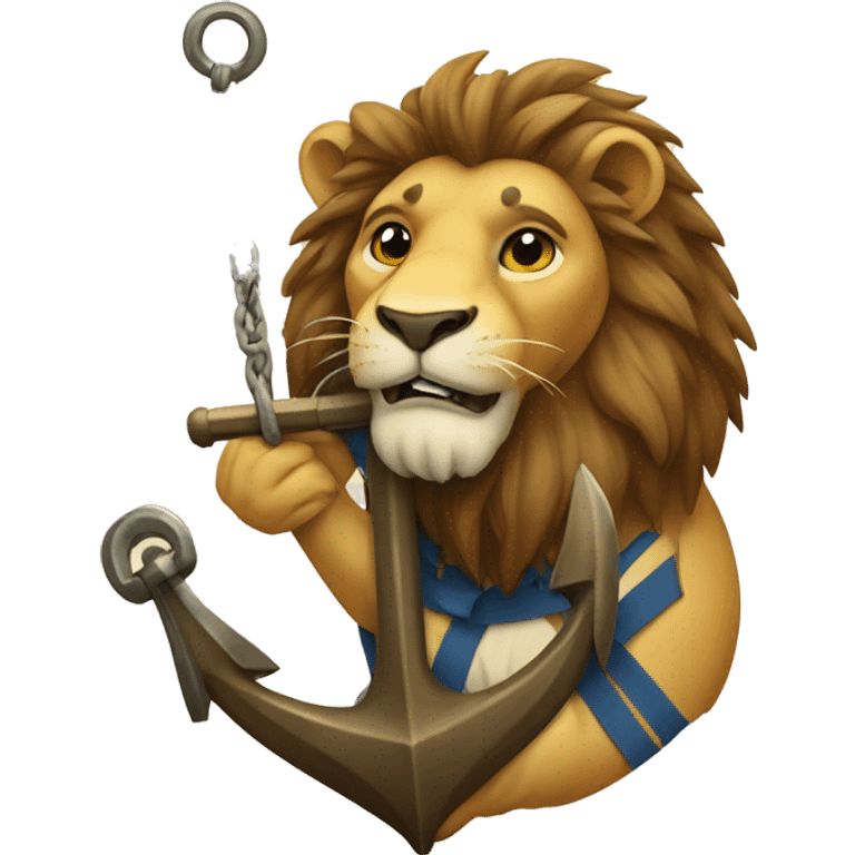 a lion holding an anchor emoji