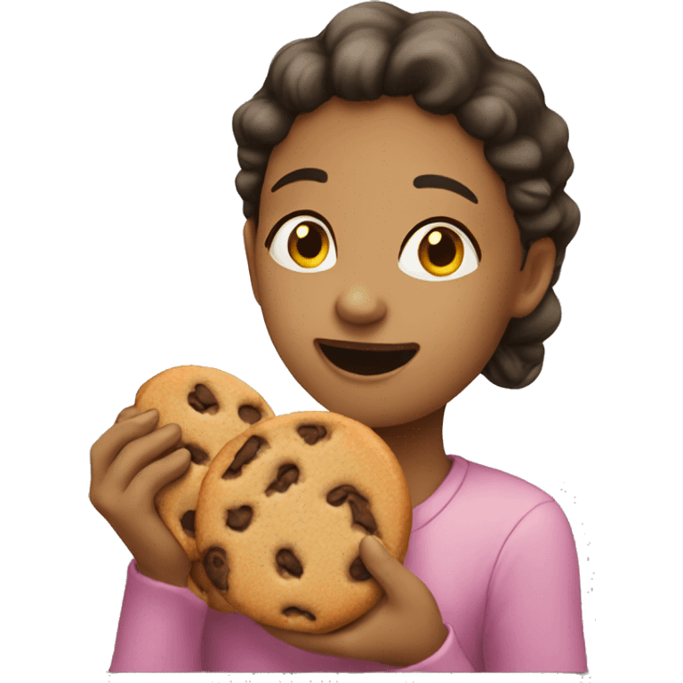 Girl eating cookie leaving emoji