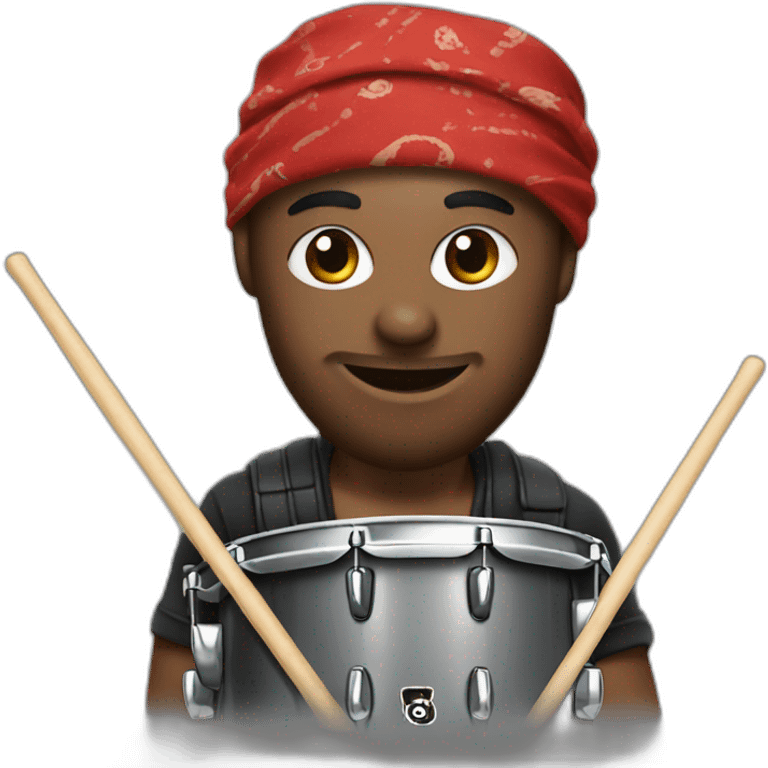 drummer with a bandana on his mouth emoji