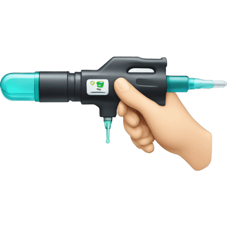 An injector with an injection in hand emoji