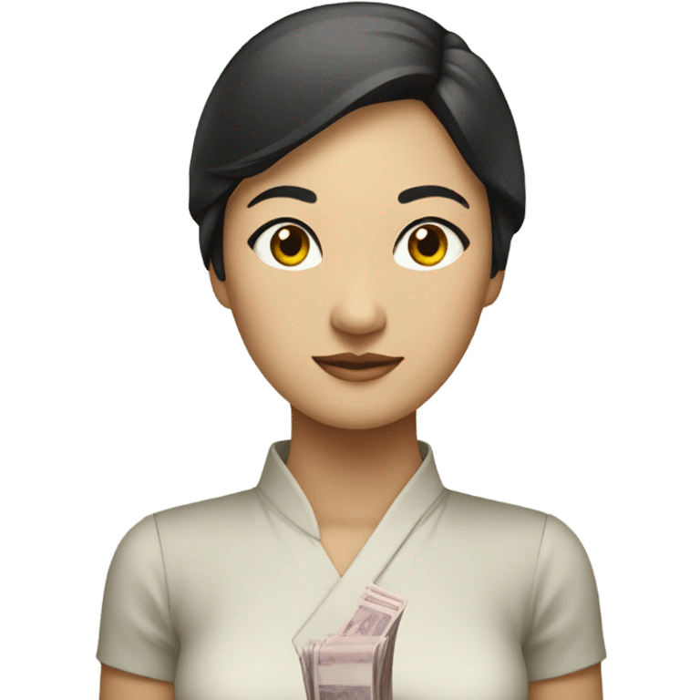 Chinese lady holding money emoji