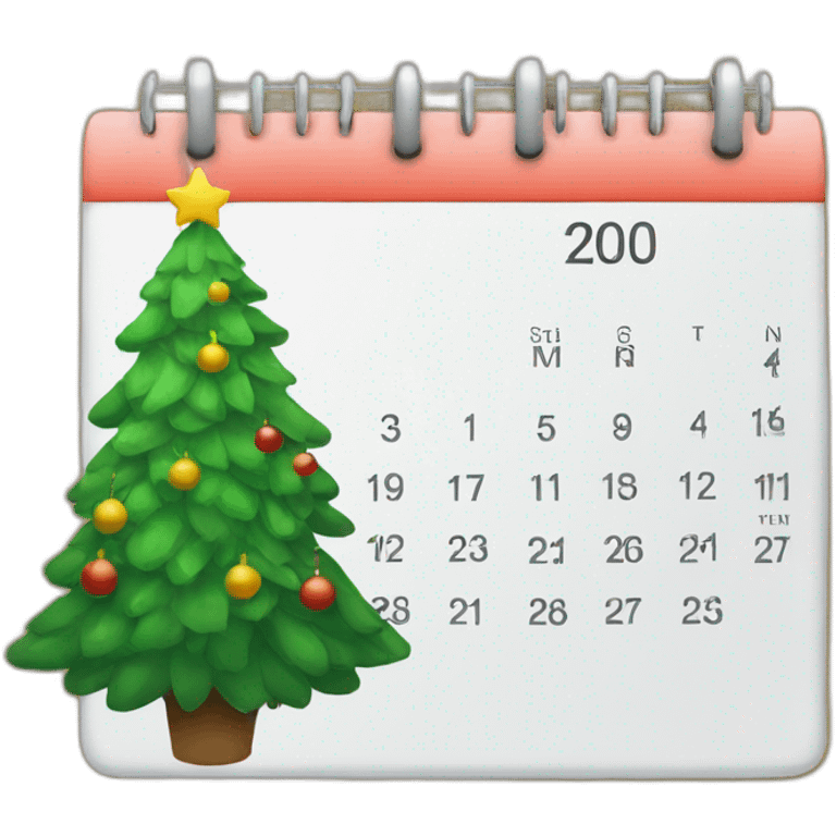 combine a calendar and a christmas tree emoji