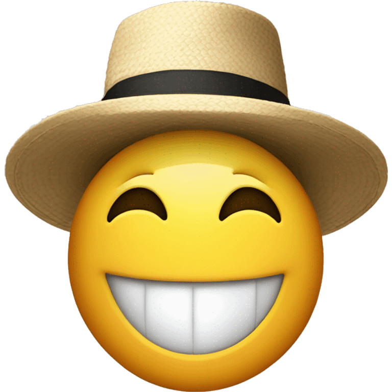 iPhone smiley with a japanese hat and japanese eyes laughing emoji