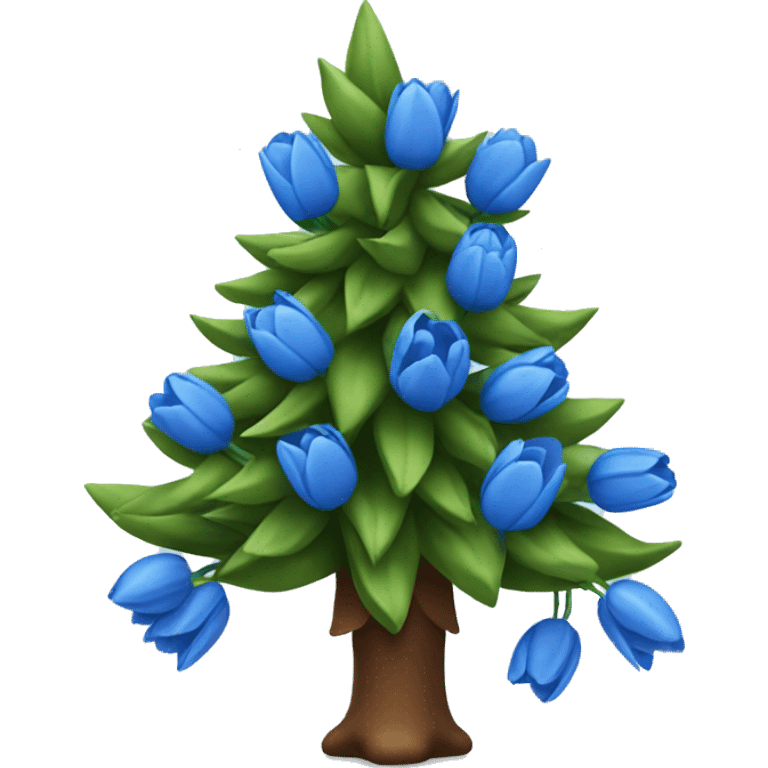 christmas tree with blue tulips  emoji