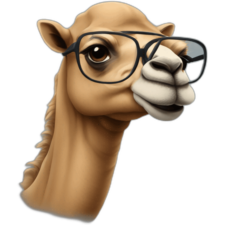 Dark camel with glasses emoji