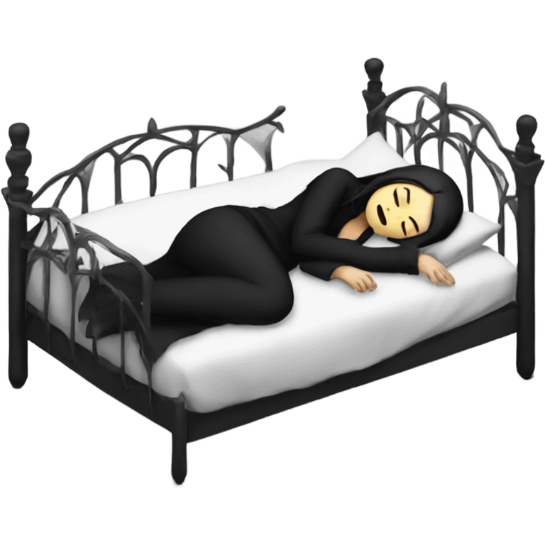 Goth girl sleeping in the bed  emoji