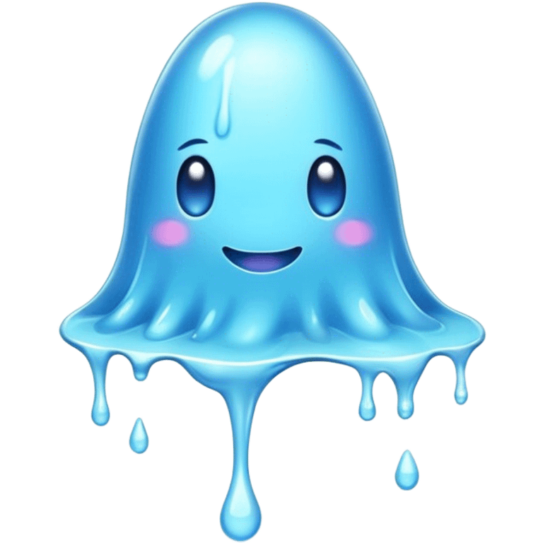 Cinematic Realistic Clear Blue Slime, glossy and translucent with a soft blue hue, light reflecting off its smooth surface, subtle bubbles trapped inside, slightly jiggling with movement, delicate highlights enhancing its wet and squishy texture, glowing with a soft, magical aura. emoji