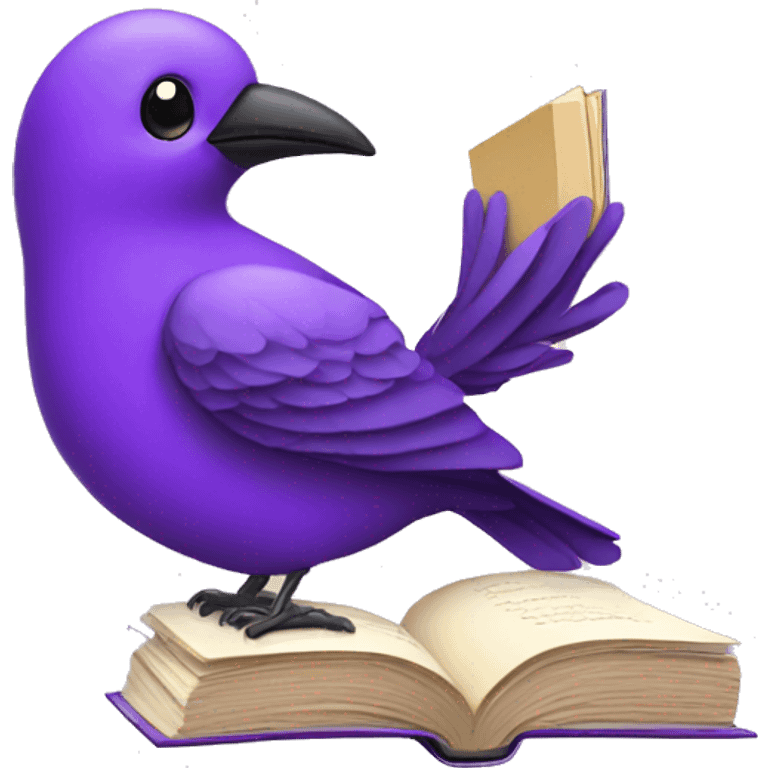 Purple bird with a book  emoji