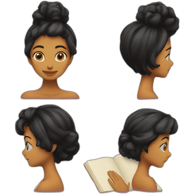 Chica de pelo negro leyendo emoji