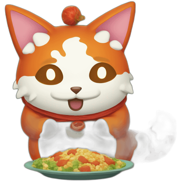 Jibanyan eating komasan emoji