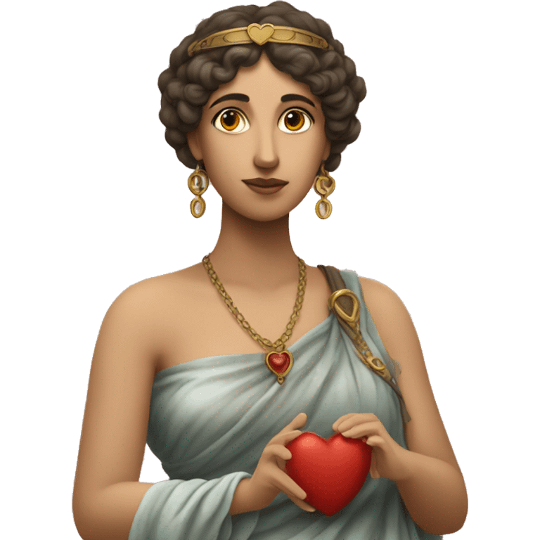 Sappho Sappho holds a heart in her hand emoji