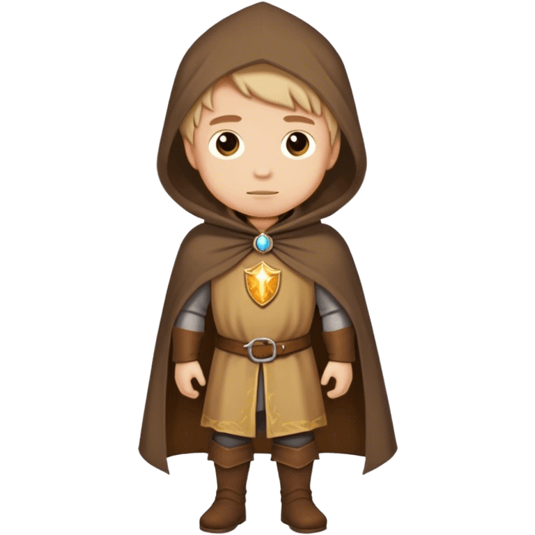 Boy walking with brown medieval mantle emoji