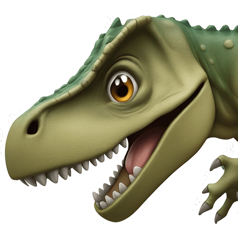 A dinosaur smacking ￼ emoji