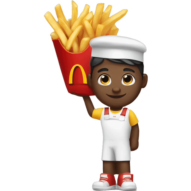 white skin mcdonalds worker putting the fries in the bag emoji