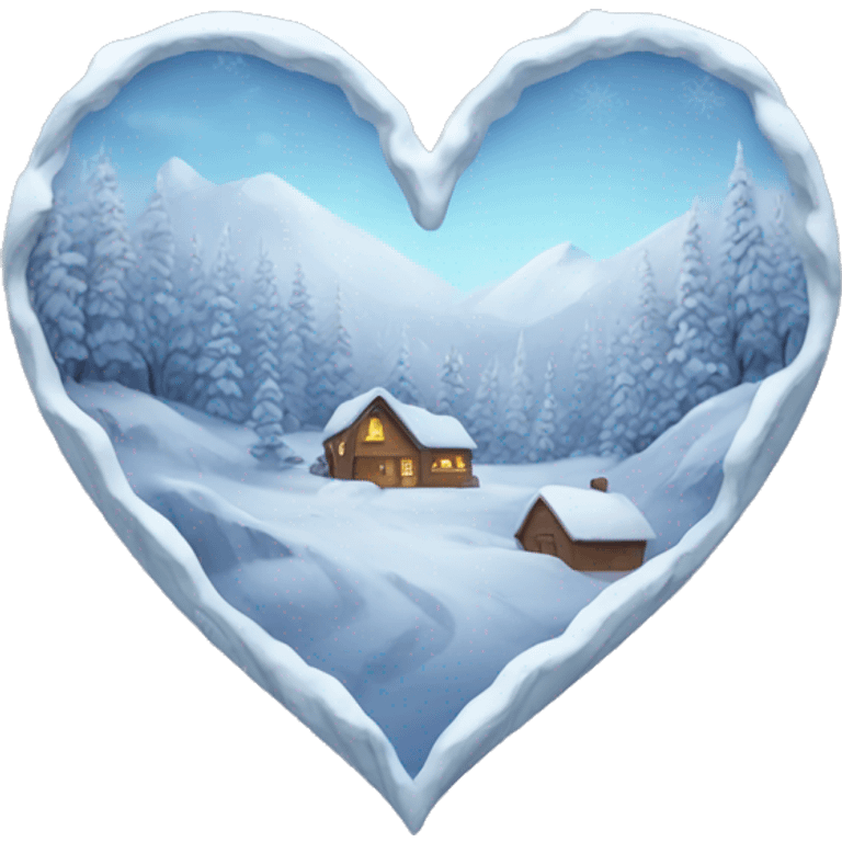 Winter inside a heart emoji