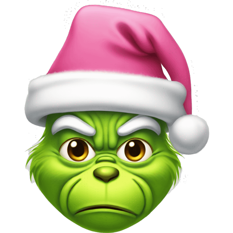 Grinch with a pink santa hat emoji