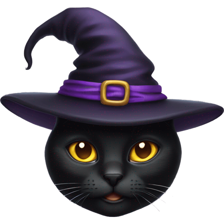 Black cat wearing witch hat emoji