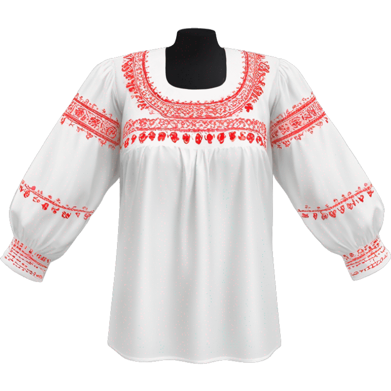  Blouse vyshyvanka, white with red embodiary on sleeves emoji