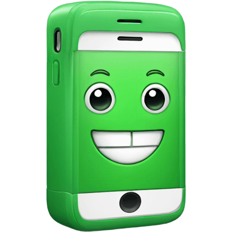 Green smartphone happy emoji