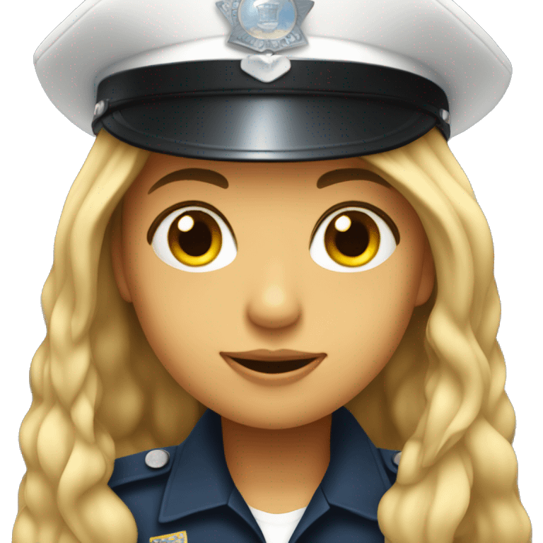 Pretty girl with long hair and cop police hat emoji