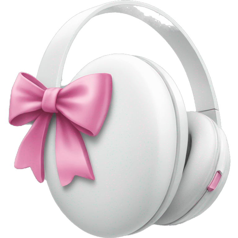 White headphones with pink bow emoji