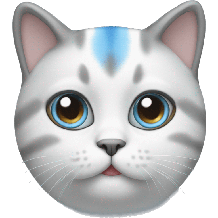 white and gray chubby cat with blue eyes emoji